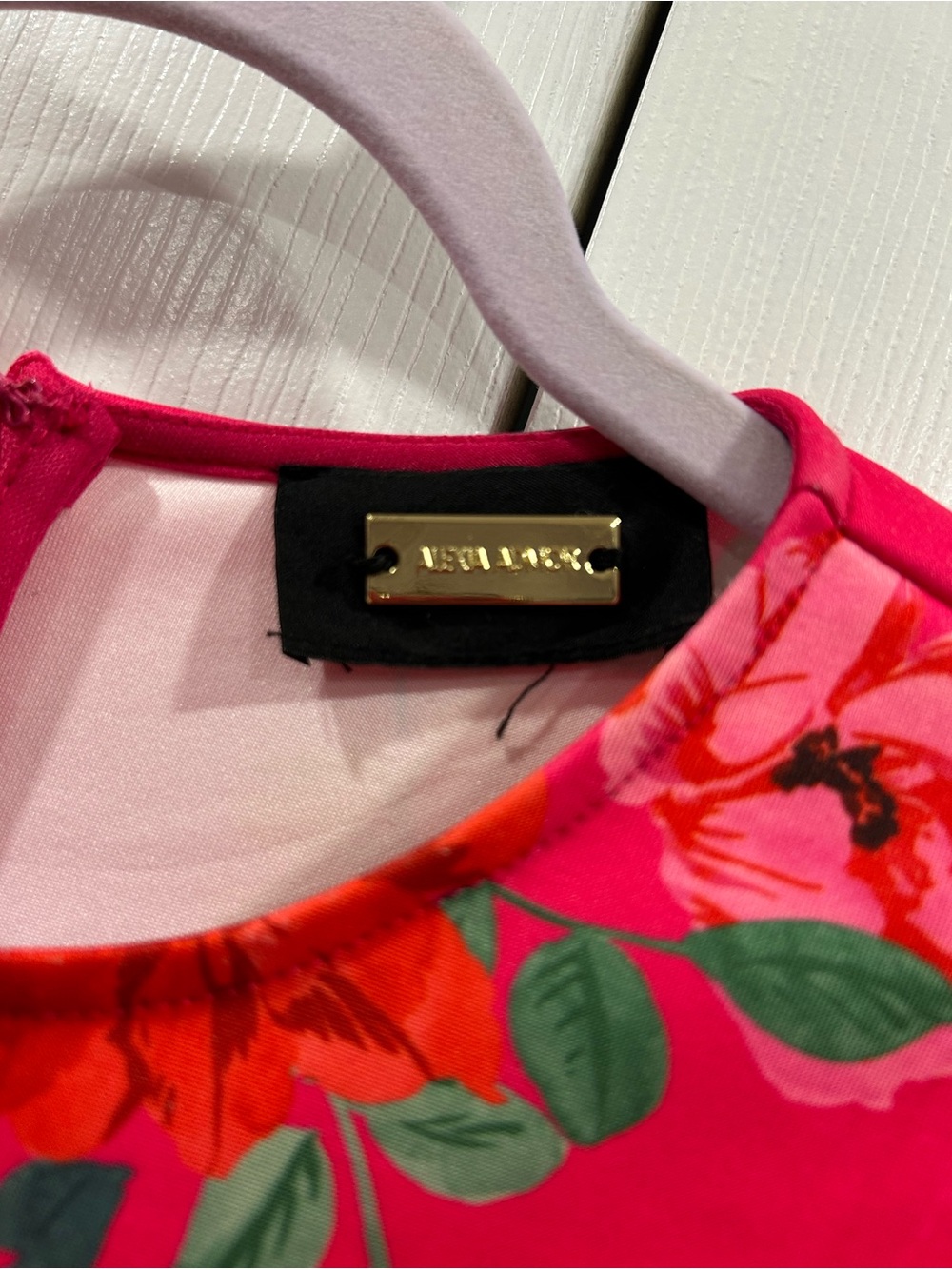 Alexia Admor Hot Pink Floral Midi Dress with Lace Trim - Picture 5 of 6